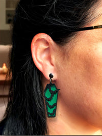 LARGE Wicked Coffins Dangle Green