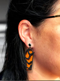 LARGE Wicked Coffins Dangle Orange