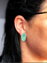 Organic Oval Stud Lime Glow