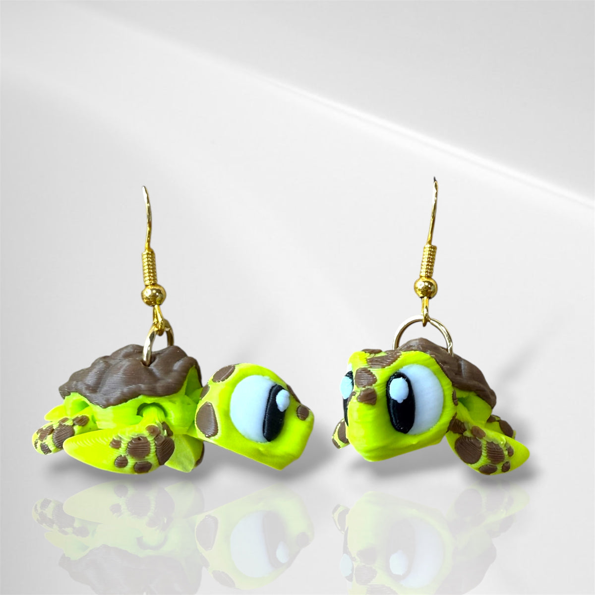3D Sea Turtle Dangle Earrings