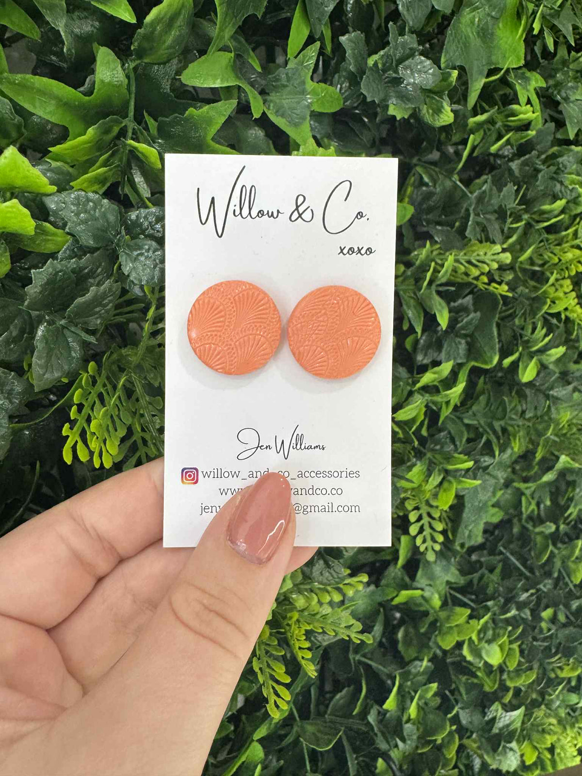 2cm Clay Stud Textured Fan Peachy
