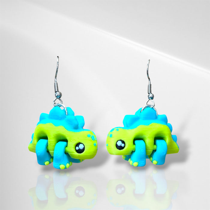 3D Stegosaurus Dangle Earrings