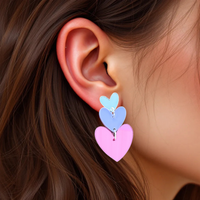 Large Dangle Trio of Hearts PINK