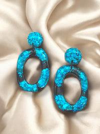 LARGE ORGANIC HOOP DANGLE Deep Sea Dazzle