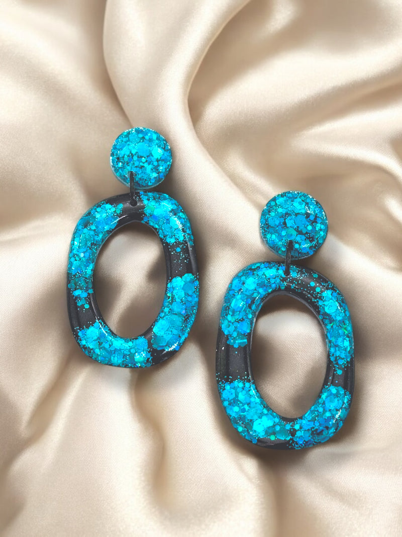 LARGE ORGANIC HOOP DANGLE Deep Sea Dazzle