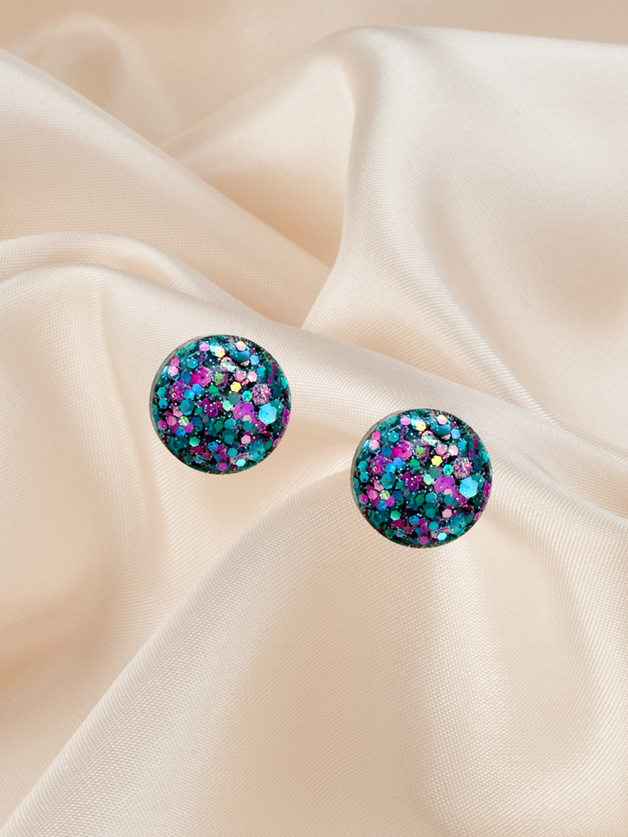 1.5cm Stud Teal & Pink