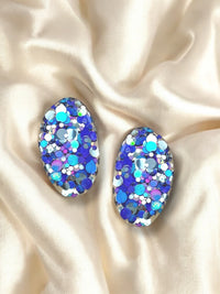 Organic Oval Stud Bluebell Mist