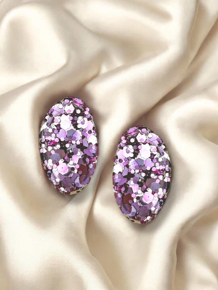 Organic Oval Stud Lilac Mauve