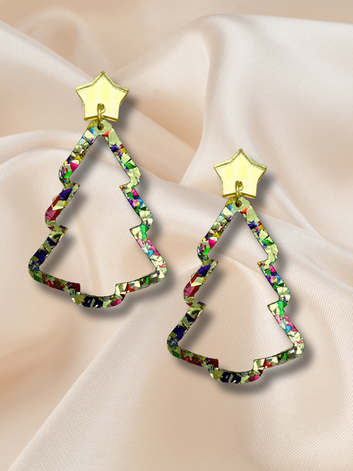 Large Christmas Tree Frame Dangle Gold