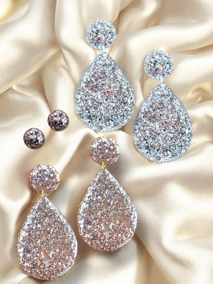 ✨ Vintage Champagne + Sterling Sparkle Dangle Duo – Now with BONUS Mini Studs