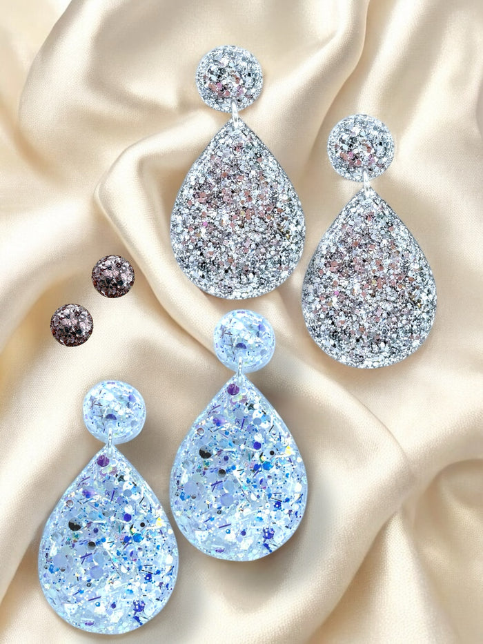 ✨ Icy Opal + Sterling Sparkle Dangle Duo – Now with BONUS Mini Studs