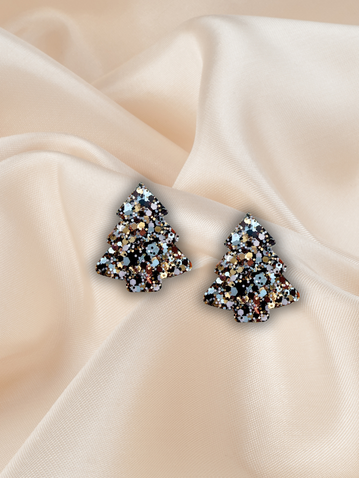 2cm Christmas Tree Studs Frosted Mocha