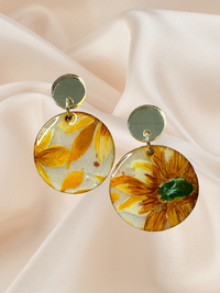 MIDI Handpainted Sunflower Dangles