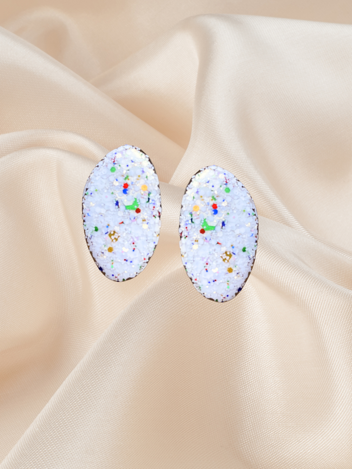 Organic Oval Stud Rainbow Flurry