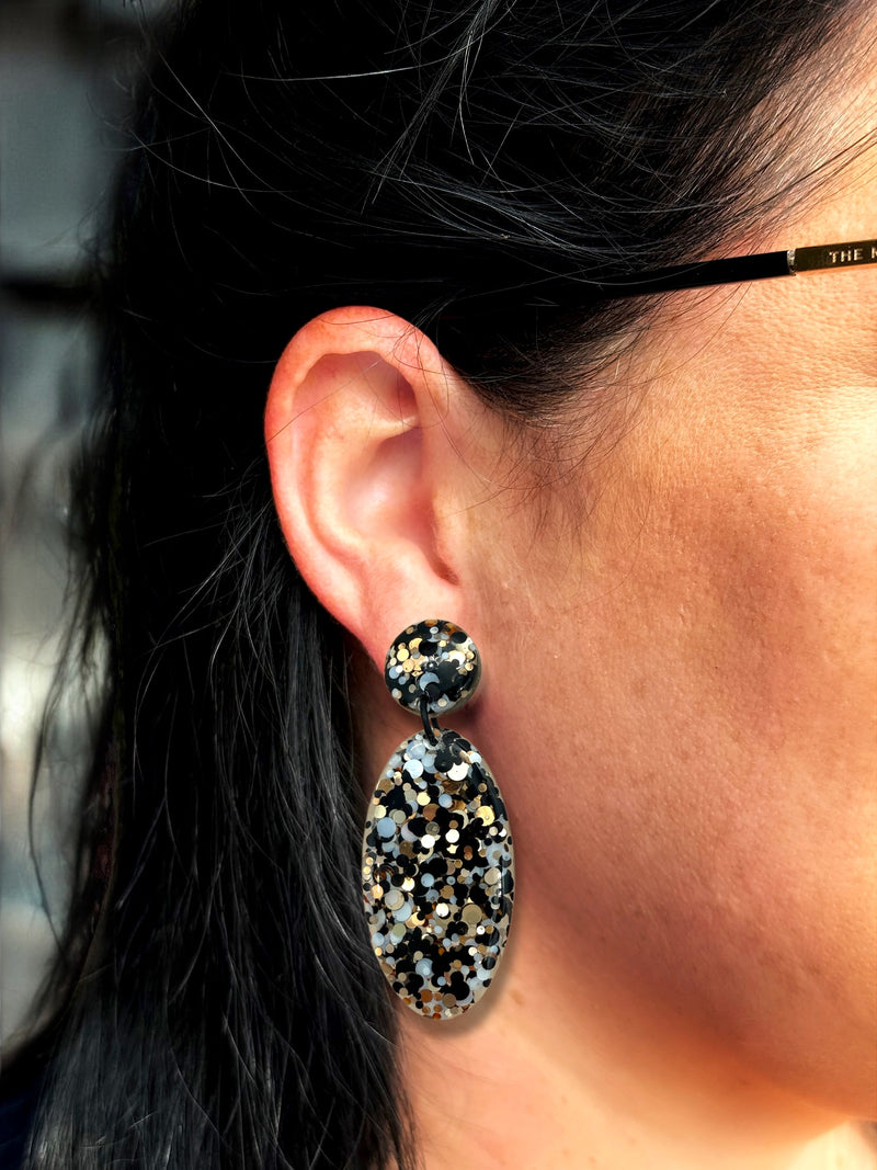 LARGE Oval Dangle Luxe Leopard