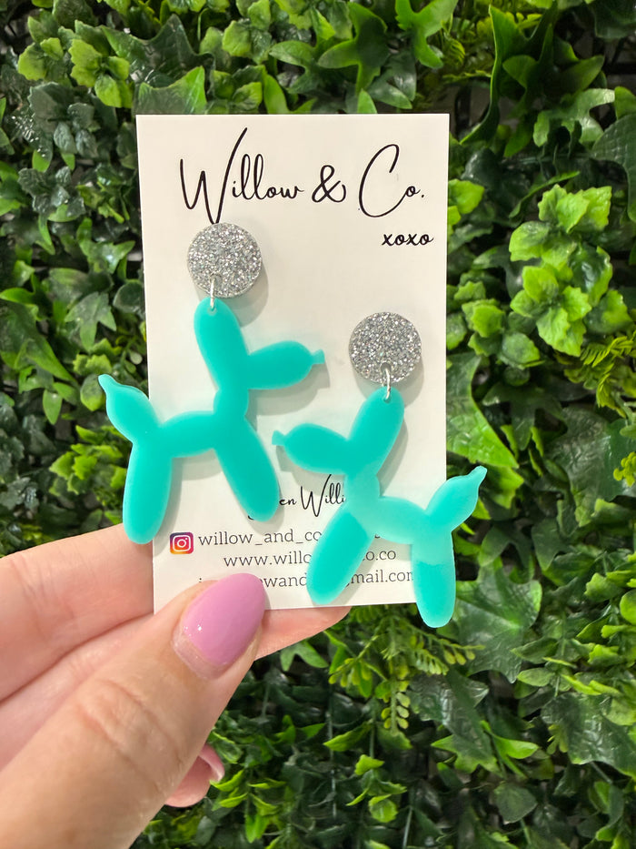 BALLOON PUPPY DANGLE TEAL