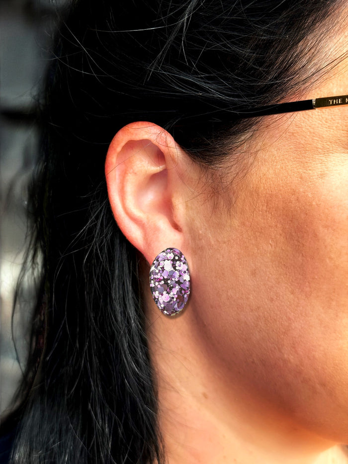 Organic Oval Stud Lilac Mauve