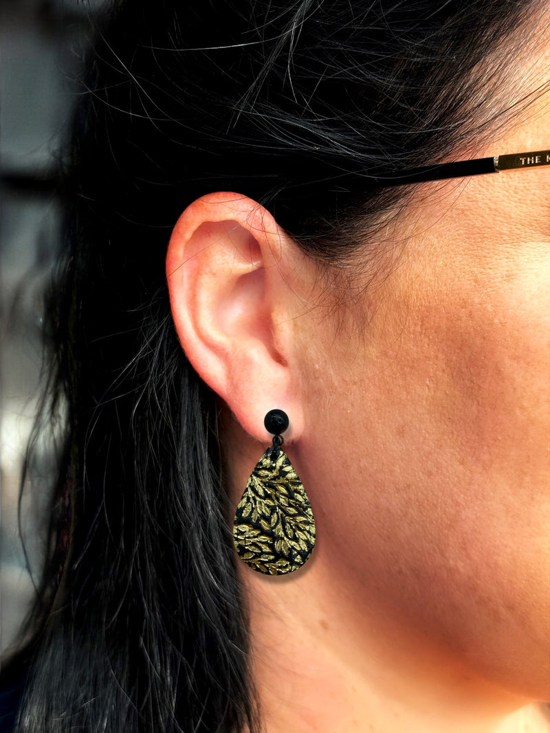 MIDI Luxe Botanica Black & Gold Clay Dangles