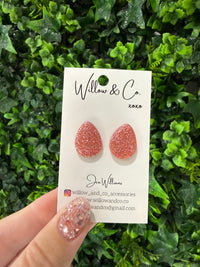 2cm Almond Peachy Pink Stud