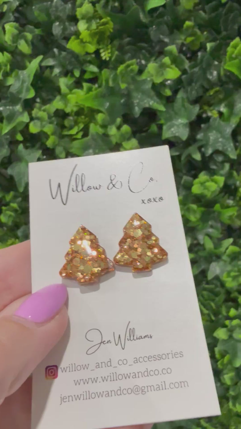 2cm Christmas Tree Studs Copperlight