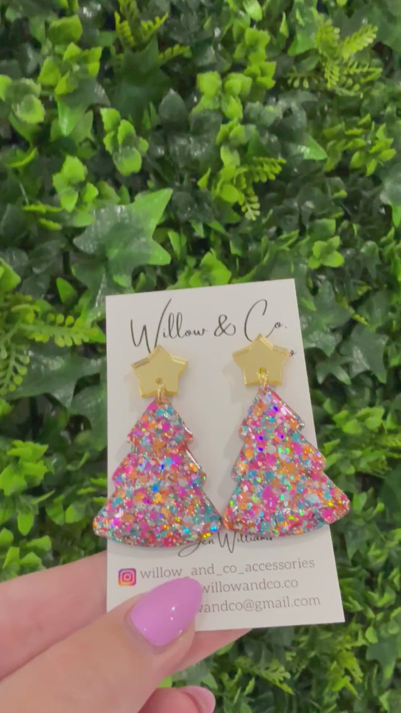 Large Christmas Tree Dangles Merry Bright