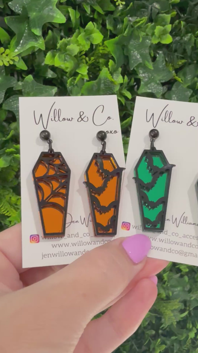 LARGE Wicked Coffins Dangle Green