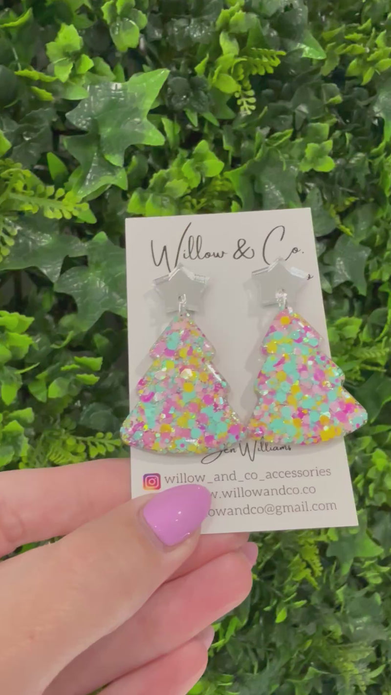 Large Christmas Tree Dangle Merry Pastel