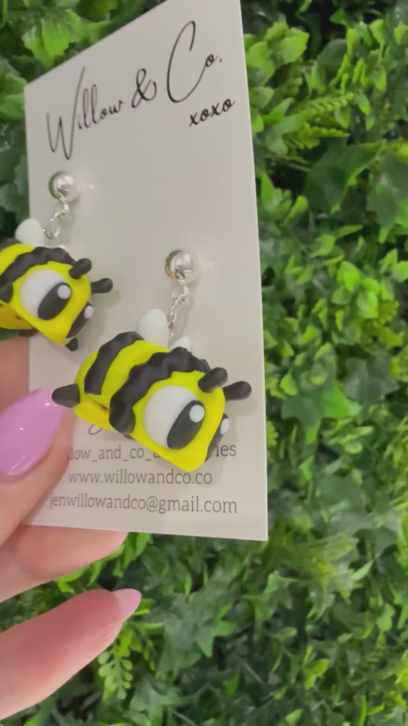 3D Bee Dangle Earrings