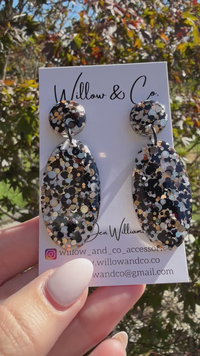 LARGE Oval Dangle Luxe Leopard