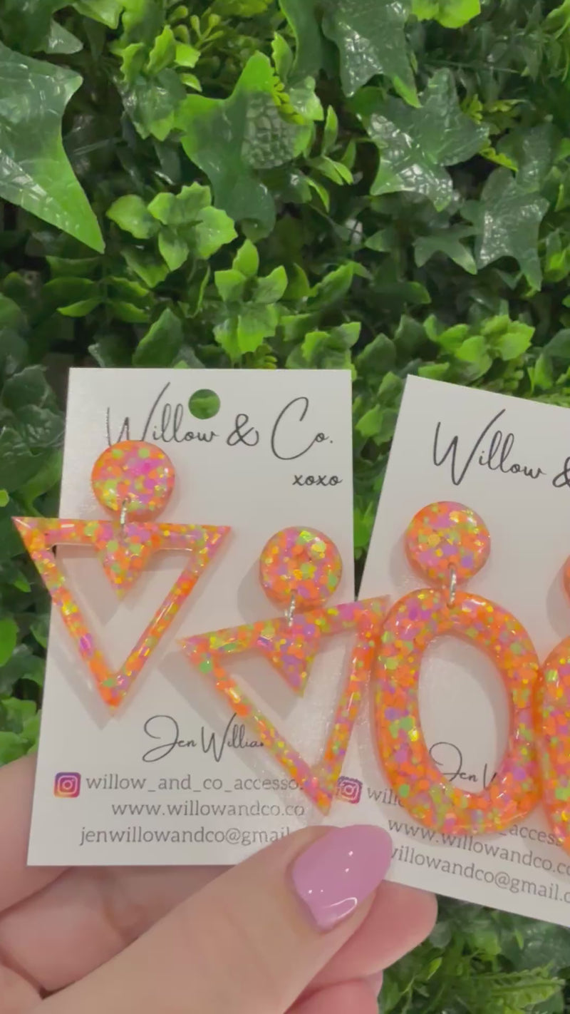 LARGE Organic Hoop Dangle Tutti Fruiti