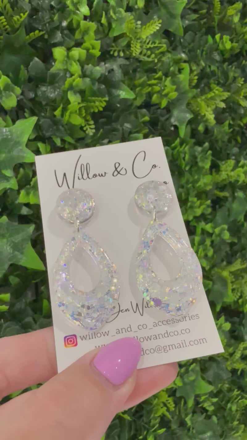 Large Feature Teardrop Dangle Icy Opal