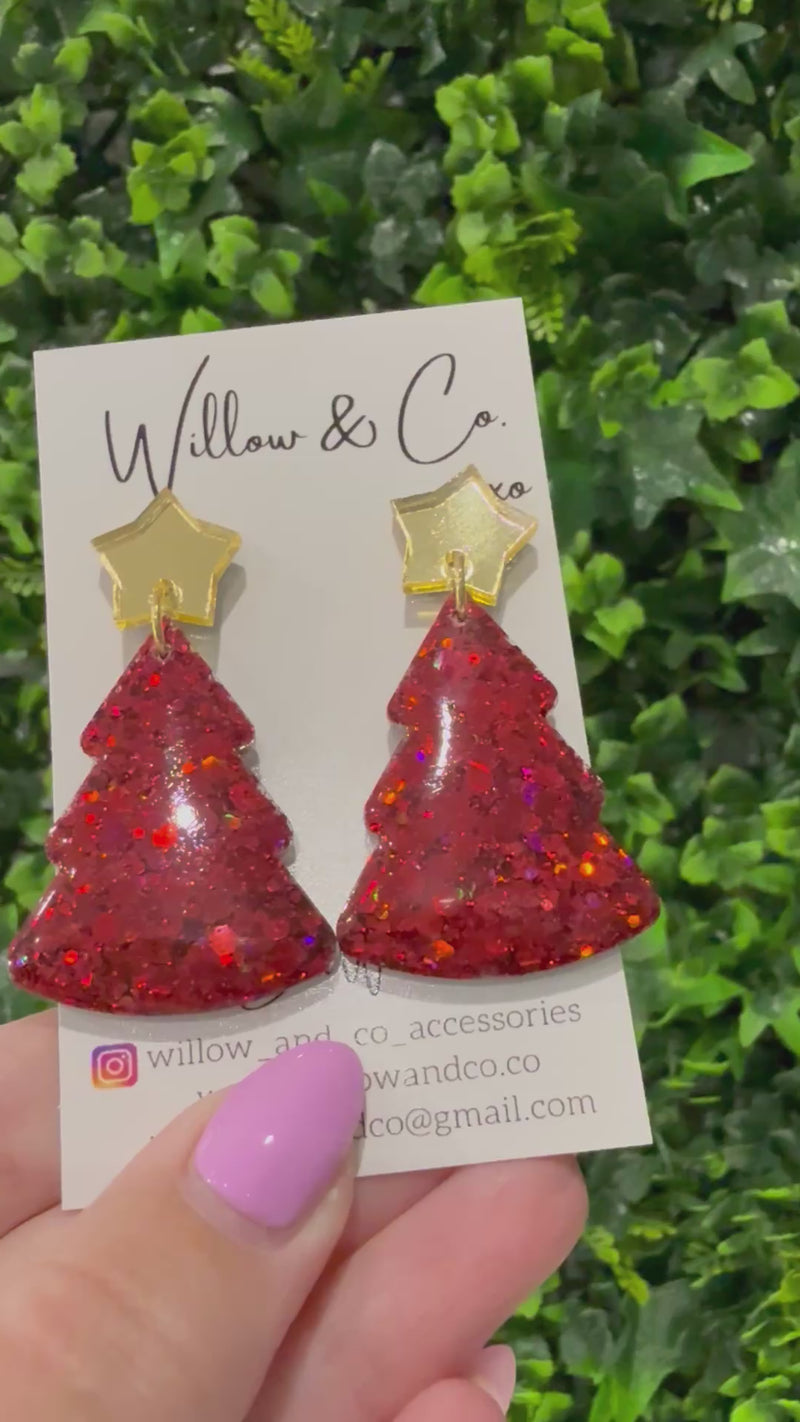 Large Christmas Tree Dangle Ruby