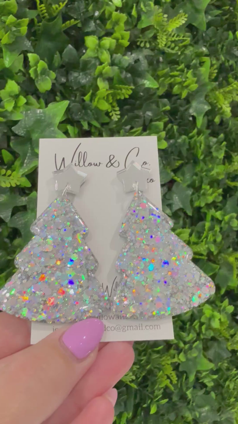 XL Christmas Tree Dangle Kaleidoscope Silver